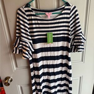 Navy and White Striped woman’s Dress